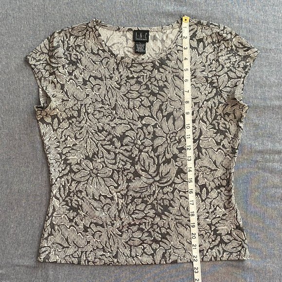 INC International Concepts Sequined Floral Gray Top size Large - Picture 5 of 10